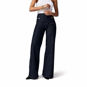 J.Crew 32x32 Sailor Wide Leg Denim Trouser 0485 dark indigo blue gold